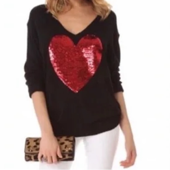 Wildfox White Label Red Sequins Heart ♥️ ~ in Black - Picture 2 of 15